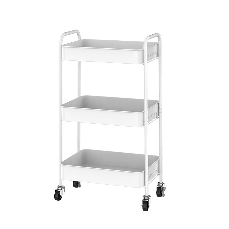 Tool-Free Multi-scene Use 3 Tier Rolling Utility Storage Cart 3 Layer Storage Holder Rack With 4 Wheels For Household