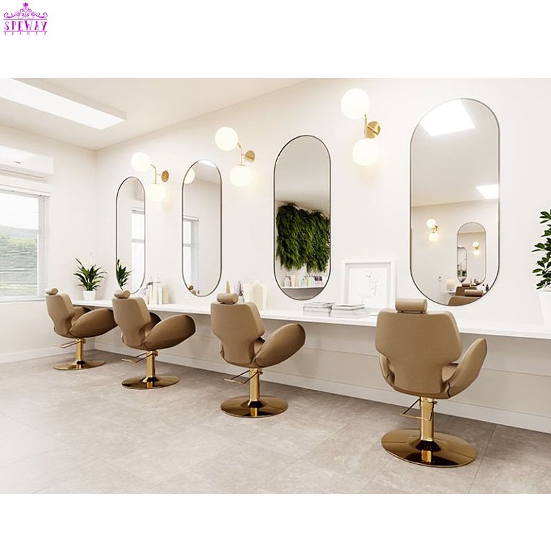 2024 Most Popular Brown Salon Furniture Beauty Salon Equipment Hairdressing Hydraulic Recliner Lift Down Barber Chairs