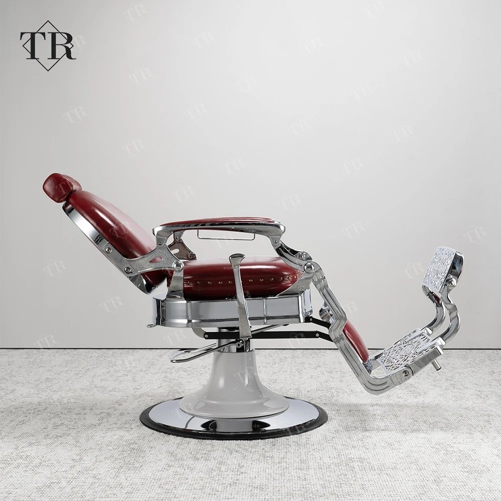 Luxury Salon Barbershop Red Round Barber Chair Salon Complete Professional Hairdressing Salon Man Woman Chair For Styling