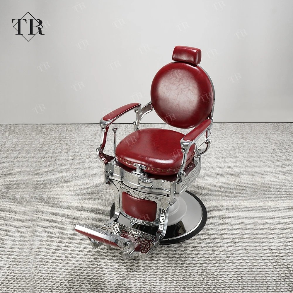 Luxury Salon Barbershop Red Round Barber Chair Salon Complete Professional Hairdressing Salon Man Woman Chair For Styling