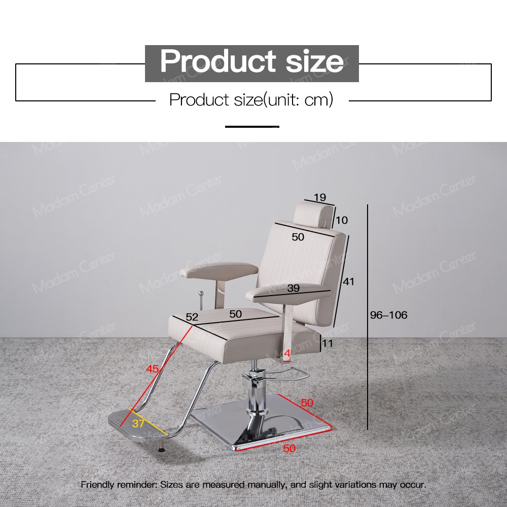 Madamcenter New European Style Salon Chair Reclining Barber Chair Hairdressing Styling Chair Adjustable Barbershop Furniture