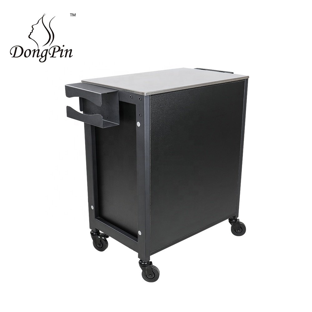 Black Tattoo Station Stainless Salon Trolley Stand Tattoo Rolling Cart Beauty Salon Tool Cart
