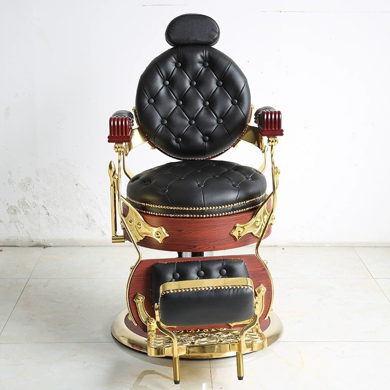 Great Factory Vintage Style Comfortable Leather Round Base Barber Chair