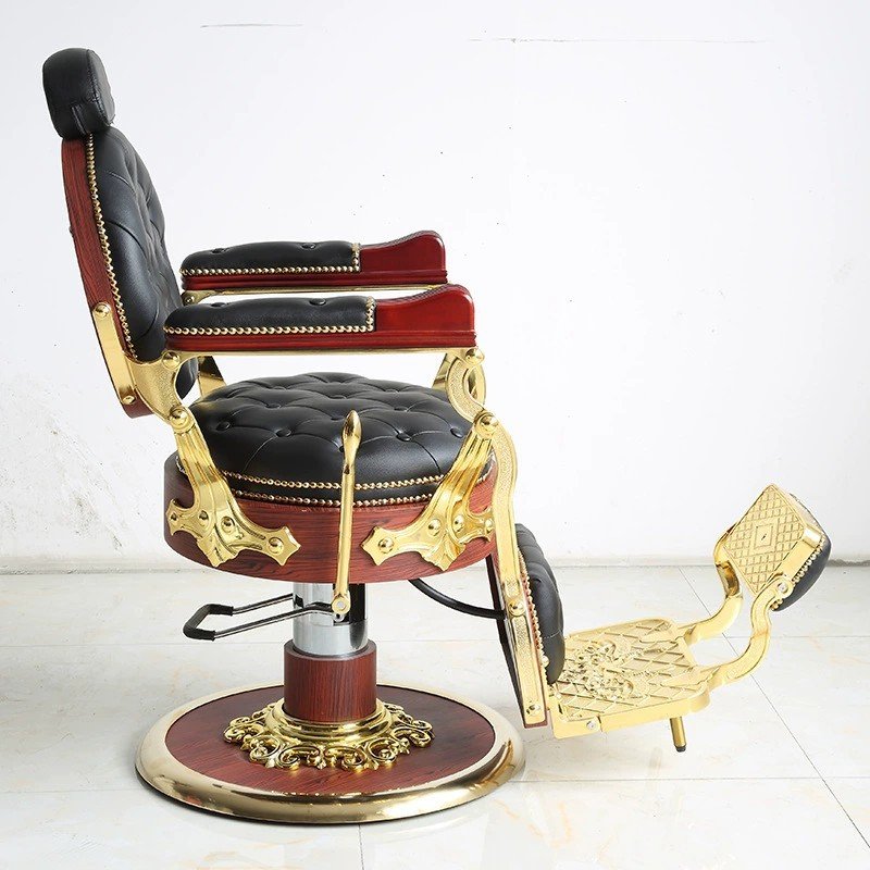 Great Factory Vintage Style Comfortable Leather Round Base Barber Chair