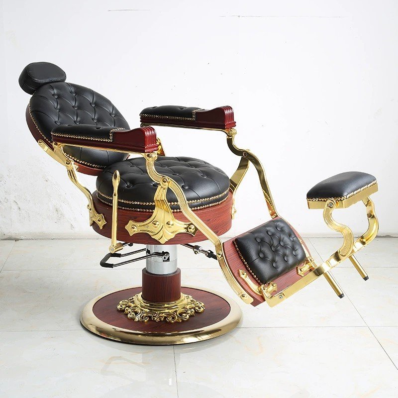 Great Factory Vintage Style Comfortable Leather Round Base Barber Chair