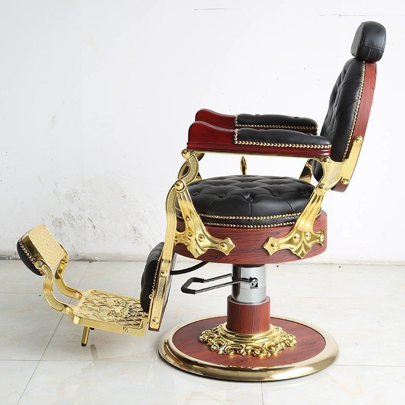 Great Factory Vintage Style Comfortable Leather Round Base Barber Chair