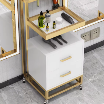 Fashion Modern Barber Sop Furniture Stainless Steel Styling Salon Tool Beauty Hair Salon Side Trolley with wheels and Drawers