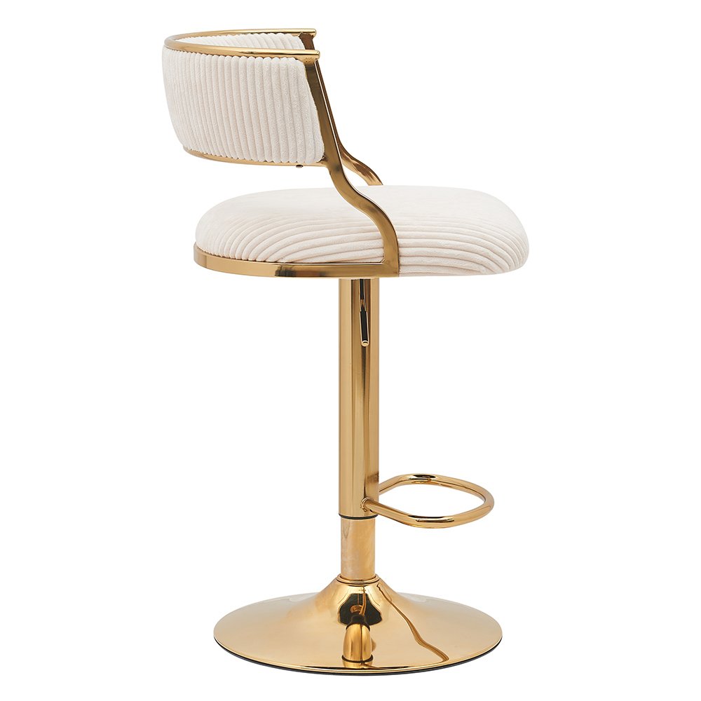 Nordic Bar Counter Furniture Luxury Golden Metal Round Base Rotating Velvet Bar Chair