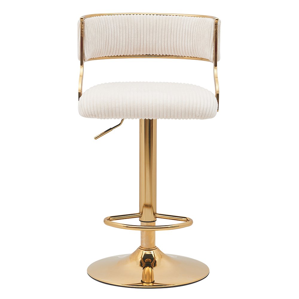 Nordic Bar Counter Furniture Luxury Golden Metal Round Base Rotating Velvet Bar Chair