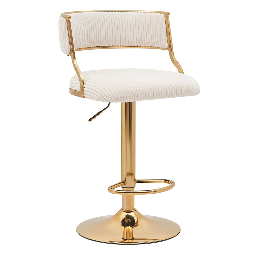 Nordic Bar Counter Furniture Luxury Golden Metal Round Base Rotating Velvet Bar Chair