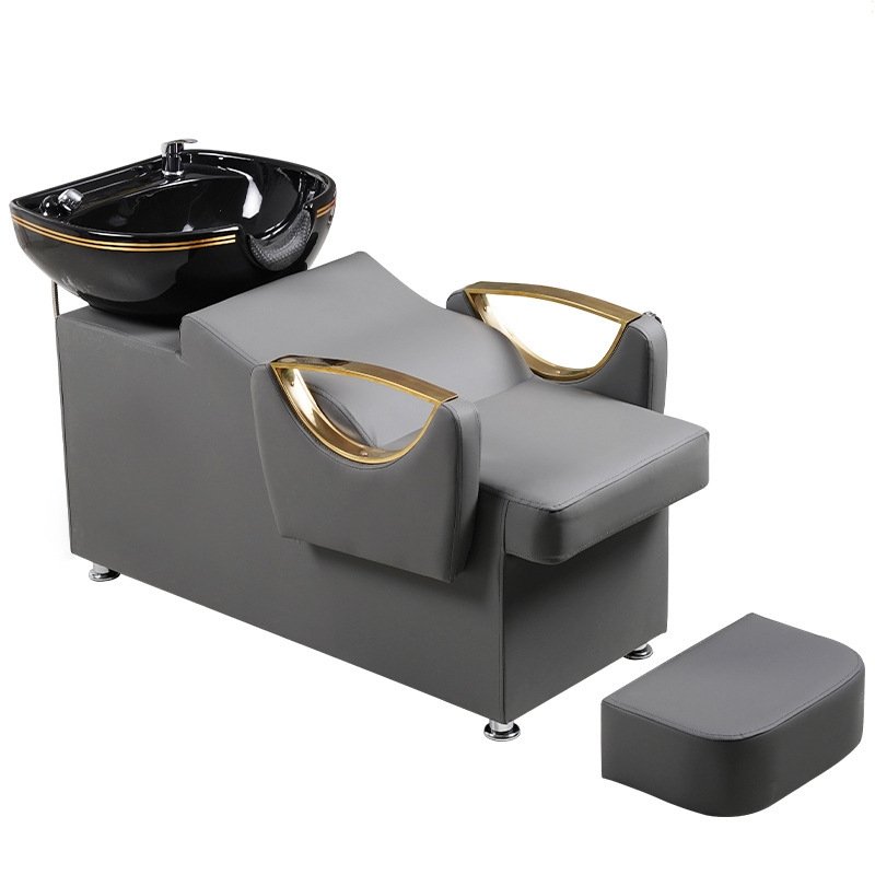 Factory wholesale Beauty Salon Shampoo Backwash unit Sink station Adjustable seat washing hair bed tilting ceramic sink