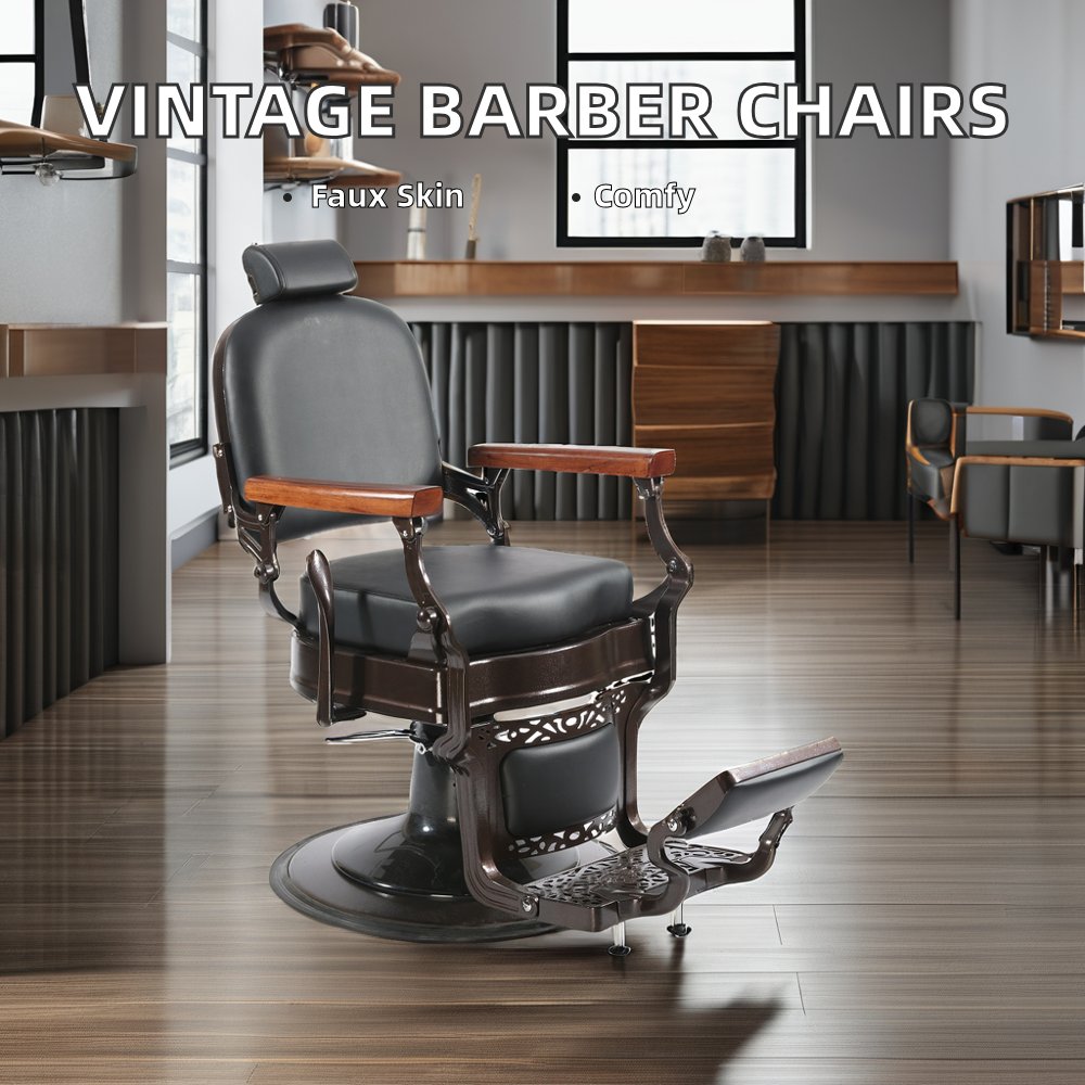 Vintage Luxury Synthetic Leather Salon Furniture Barber Chair