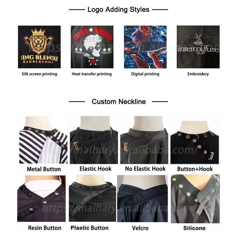 Factory Mix 5 PCS Custom Logo Waterproof Polyester Barber Salon Black Hairdressing Barber Hair Cutting Cape