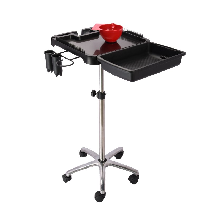 Magnetic Rolling Aluminum Tray Cart on Wheels for Hair Stylist, Hair Salon Wig Holder Removable Hair Extension Tool Tray