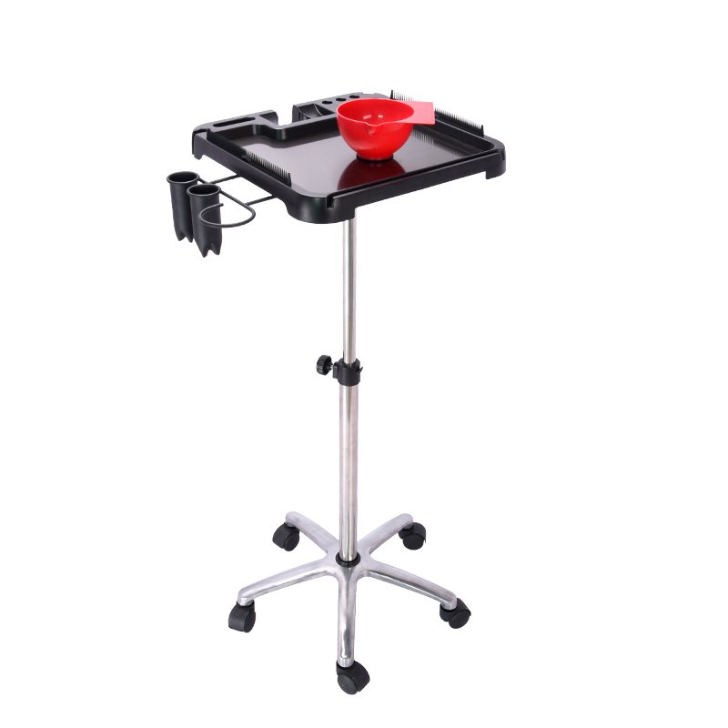 Magnetic Rolling Aluminum Tray Cart on Wheels for Hair Stylist, Hair Salon Wig Holder Removable Hair Extension Tool Tray