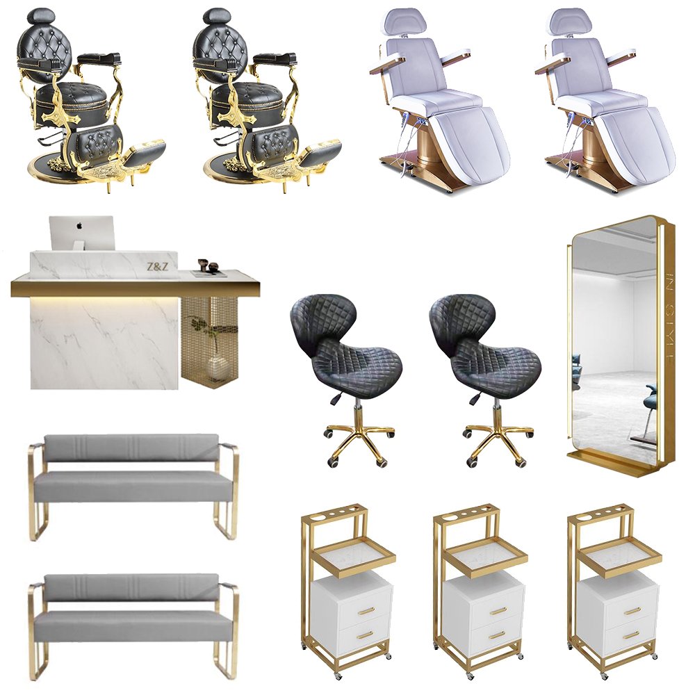 Factory Comfortable Attractive Design Hair Salon Furniture Set Metal Stainless Steel Barber Chair Beauty Salon
