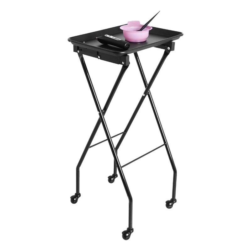 Medical Aluminum Instrument Foldable Tray Trolley Cart Mobile Salon Rolling Hair Color Service Cart