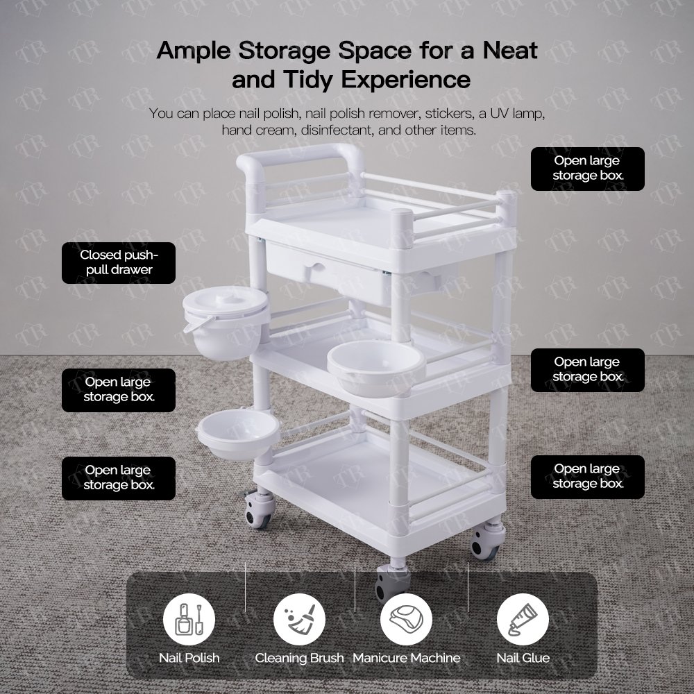 Turri Functional Beauty Spa Trolley Cart Abs Plastic Salon Trolley Hairdressing Trolley For Barber Shop Salon Equipment