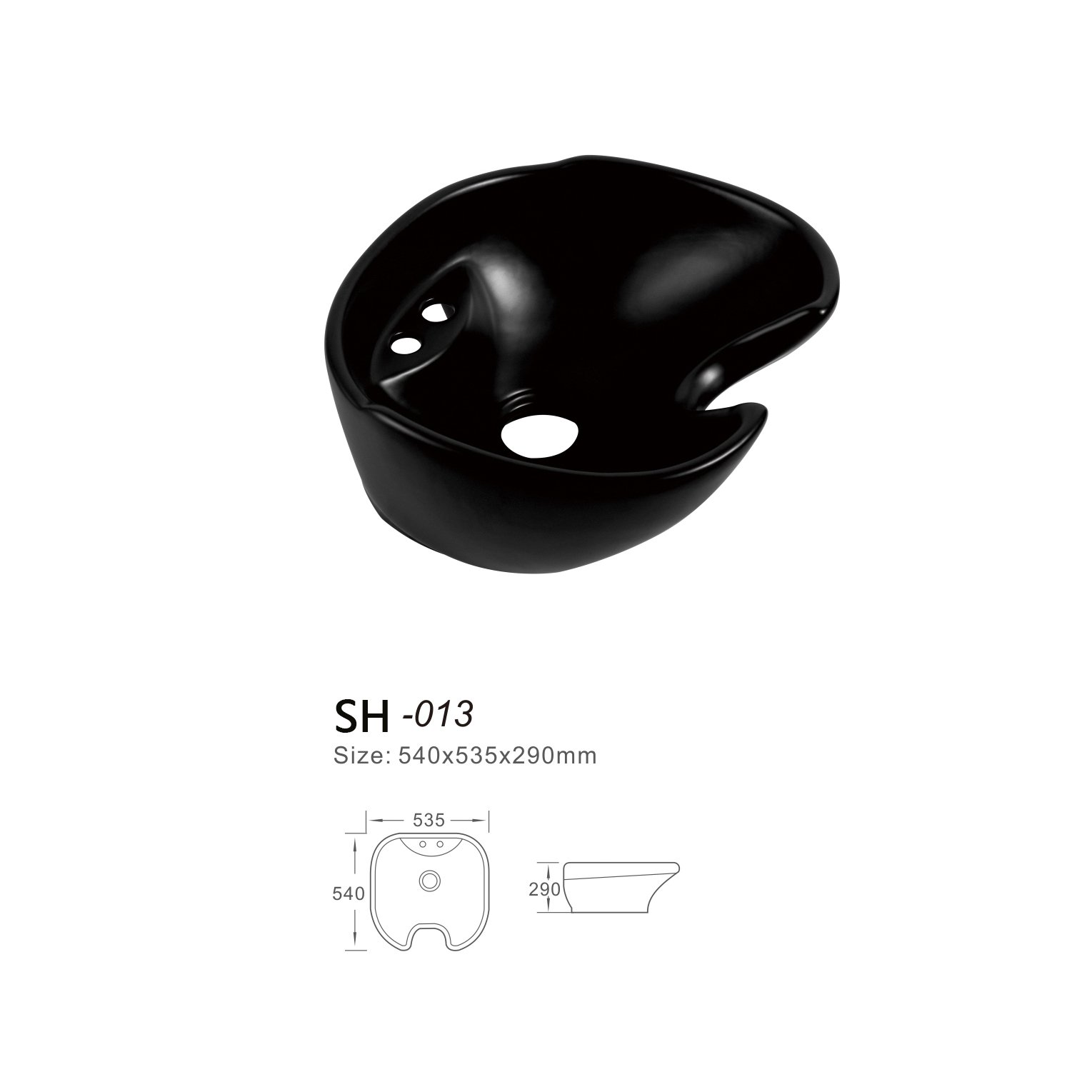Heavy Duty Ceramic Wash Hair Salon Basin Sink Shampoo Chair Accessories Black Shampoo Bowl