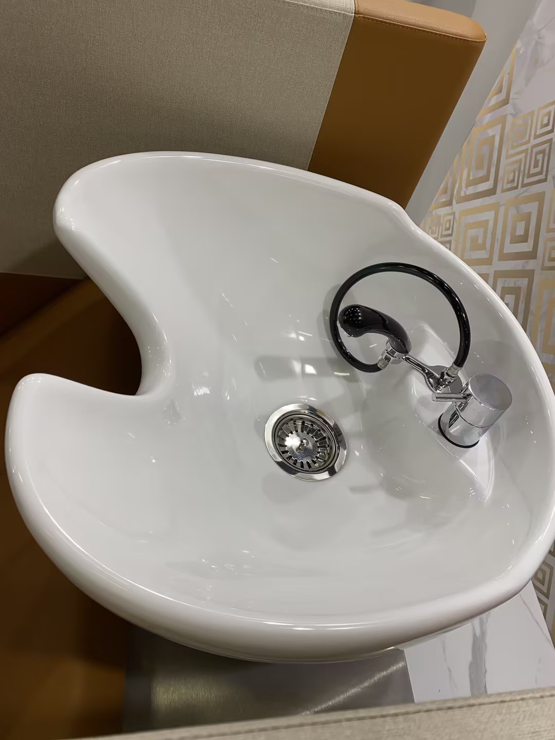 Heavy Duty Ceramic Wash Hair Salon Basin Sink Shampoo Chair Accessories Black Shampoo Bowl