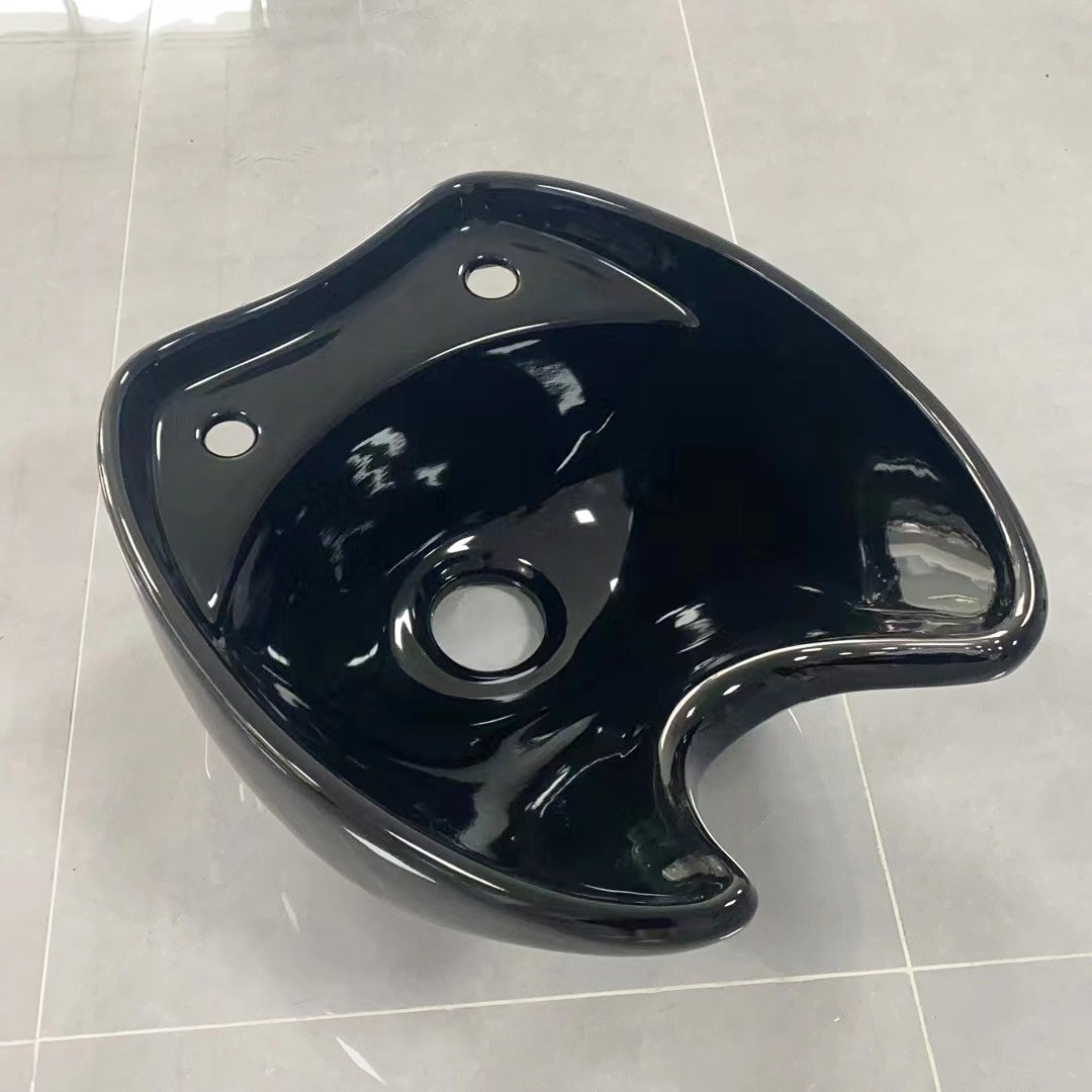 Heavy Duty Ceramic Wash Hair Salon Basin Sink Shampoo Chair Accessories Black Shampoo Bowl