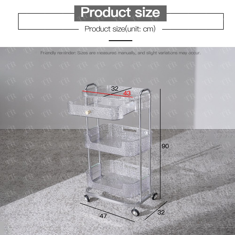 Turri Acrylic Metal Salon Trolley Cart Salon Furniture Eyelash Beauty Cabinet Trolley Spa Hairdressing Trolley Cart