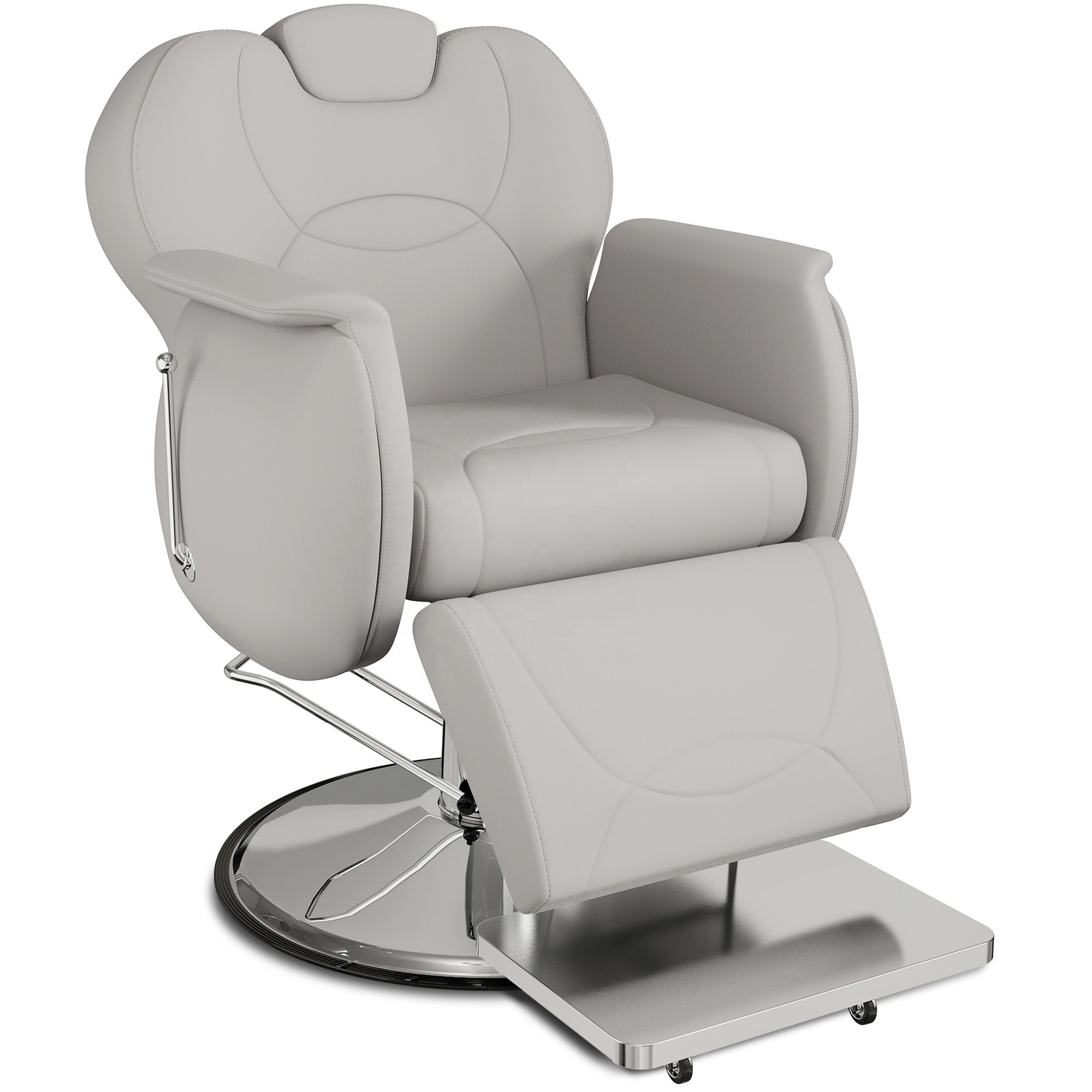 New Promotion Hot Style Comfortable Seating Adjustable Backrest Barber Shop Chairs Professional Gray Barber Chairs
