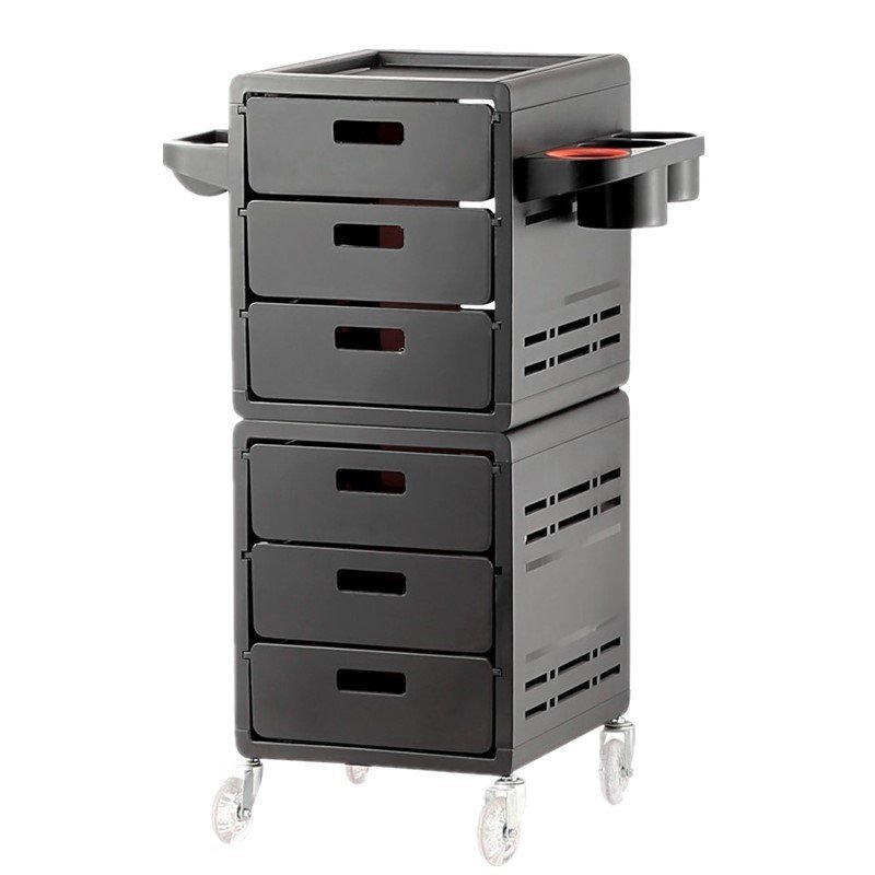 Plastic Salon Cart With Storage 6 Drawers Beauty Hairdressing Black Beauty Salon Trolley