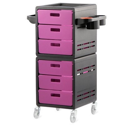 Plastic Salon Cart With Storage 6 Drawers Beauty Hairdressing Black Beauty Salon Trolley