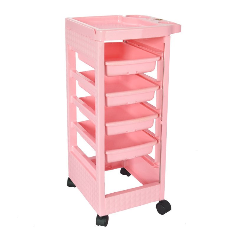 Manufacturer's Hair Styling Salon Trolley Plastic Tool Cart with 5 Drawers and Wheels for Hairdresser Storage Spa Application