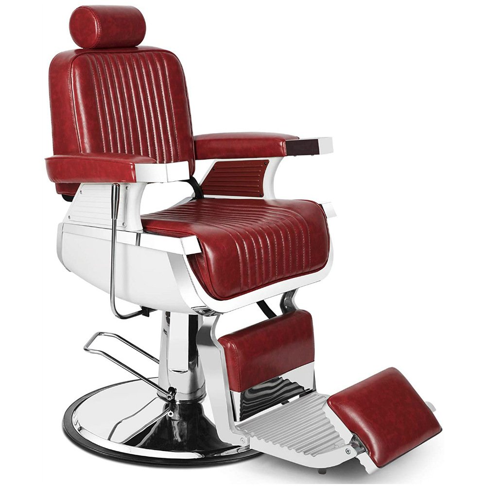 Modern High Quality Luxury Leather Black Beauty Hair Portable Barber Shop Metal Salon Men Barber Chair