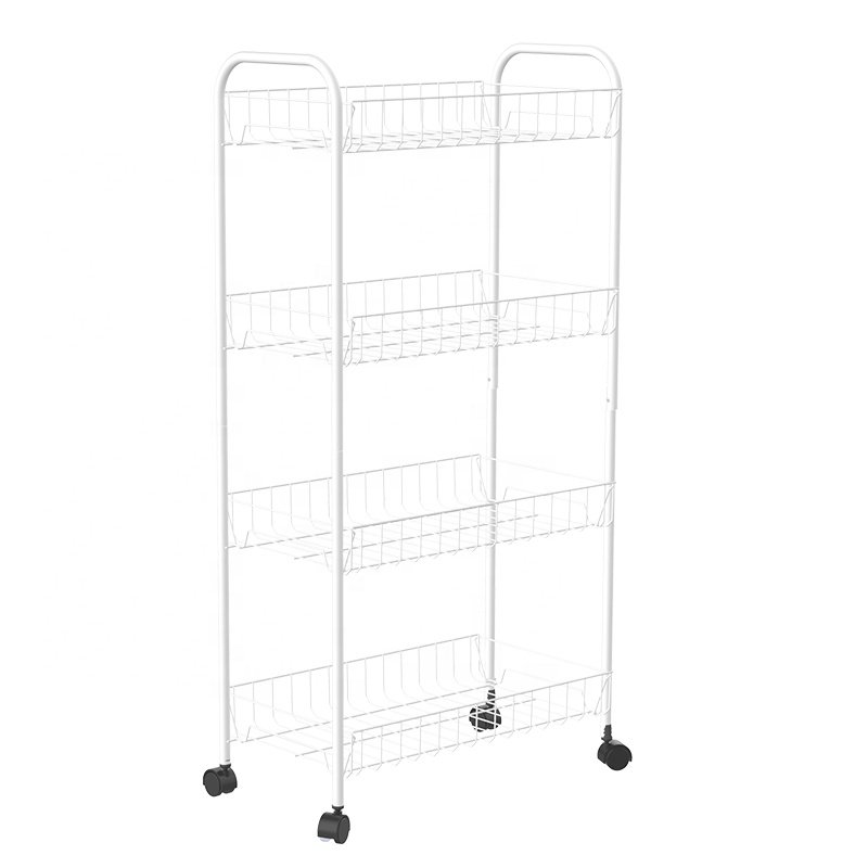 Hair Salon Metal 4 Tier Trolley Cart Bath Shower Laundry Makeup Organizer Trolley Kitchen Vegetable Storage Cart Trolley