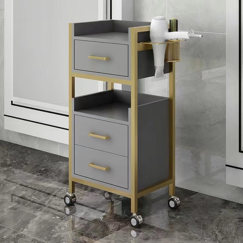 Net Red Hair Salon Tool Cabinet Hair Salon Tool Car Barber Shop Rack Beauty Salon Trolley Hair Cutting Small Cabinet