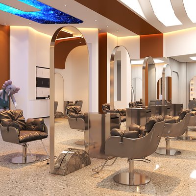 Hot Sale Barber Salon Furniture Mirror With Led Light Wall Mounted Hairdressing Styling Salon Mirror Station with Barber Chairs