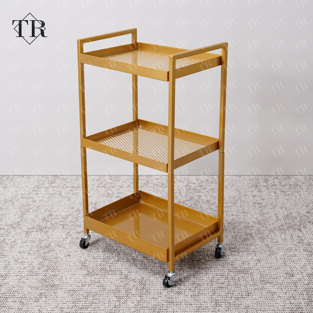 Turri Metal Gold Hairdressing Trolley Salon Furniture Equipment Massage Studio Beauty Trolley Cart Rolling Salon Trolley