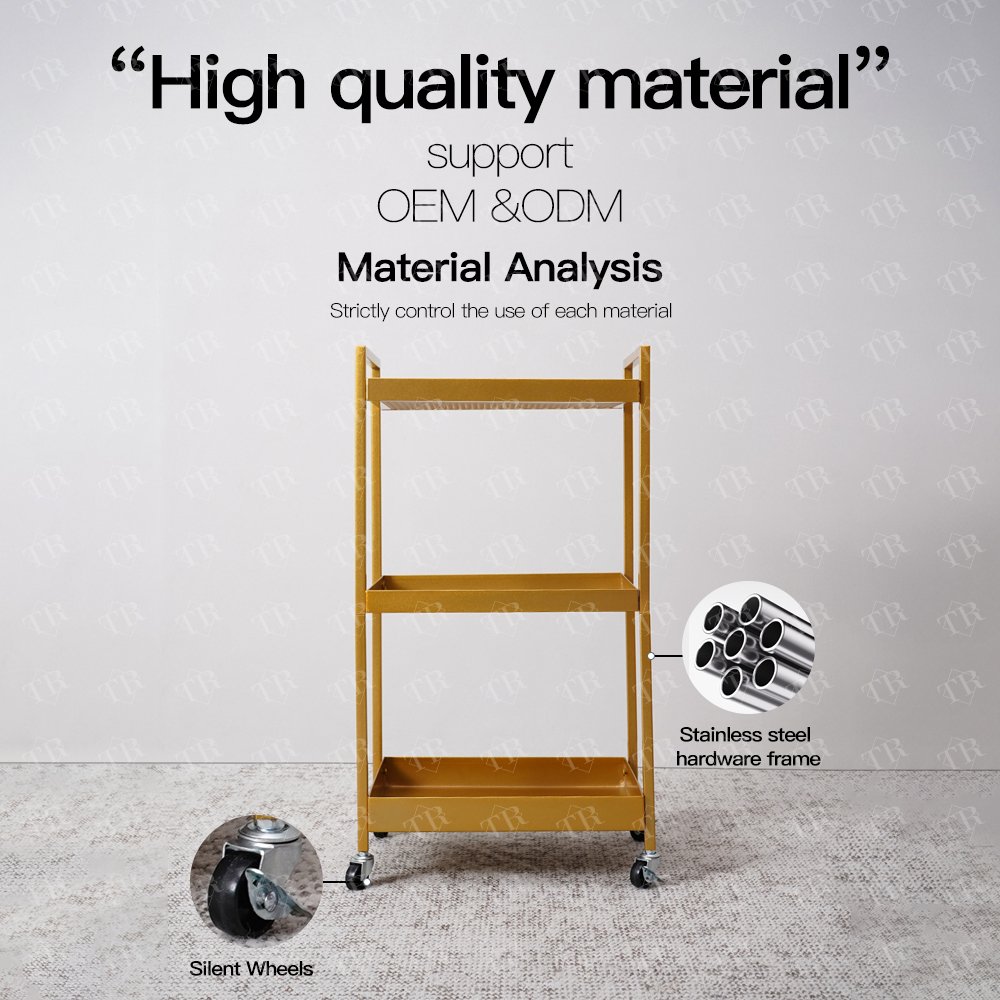 Turri Metal Gold Hairdressing Trolley Salon Furniture Equipment Massage Studio Beauty Trolley Cart Rolling Salon Trolley