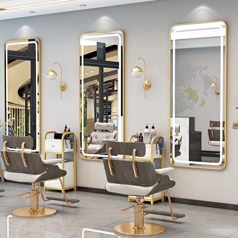 Diant high quality salon furniture gold frame double side salon mirrors station styling mirror barber shop mirror with charger