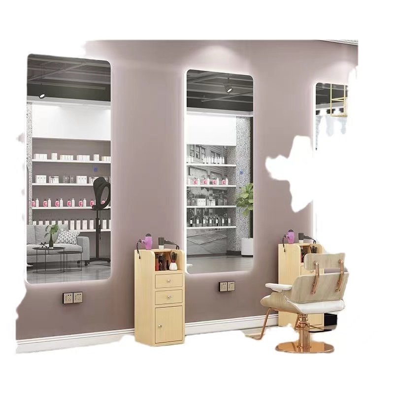 Diant high quality salon furniture gold frame double side salon mirrors station styling mirror barber shop mirror with charger