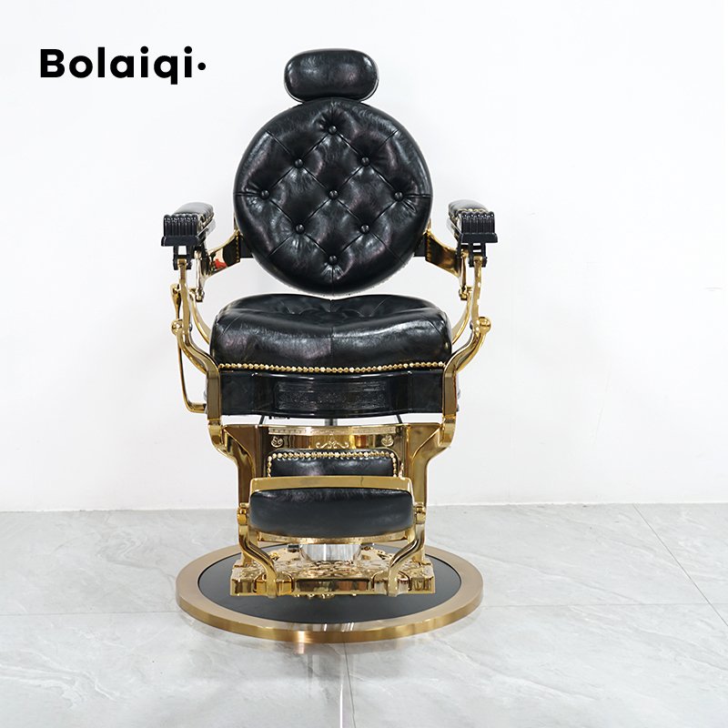 BOLAIQI professional barber hairdressing chair sillas de barbero luxurious golden barber chairs for men
