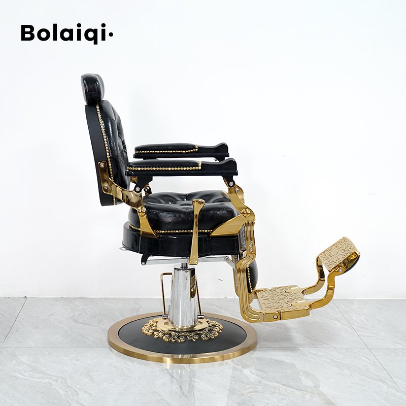 BOLAIQI professional barber hairdressing chair sillas de barbero luxurious golden barber chairs for men