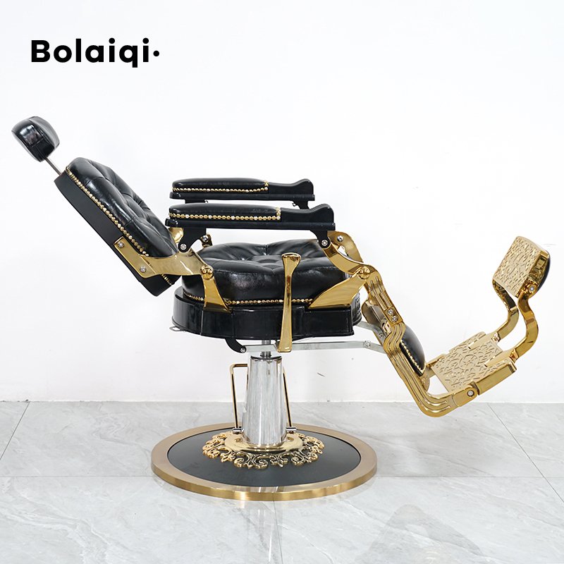 BOLAIQI professional barber hairdressing chair sillas de barbero luxurious golden barber chairs for men