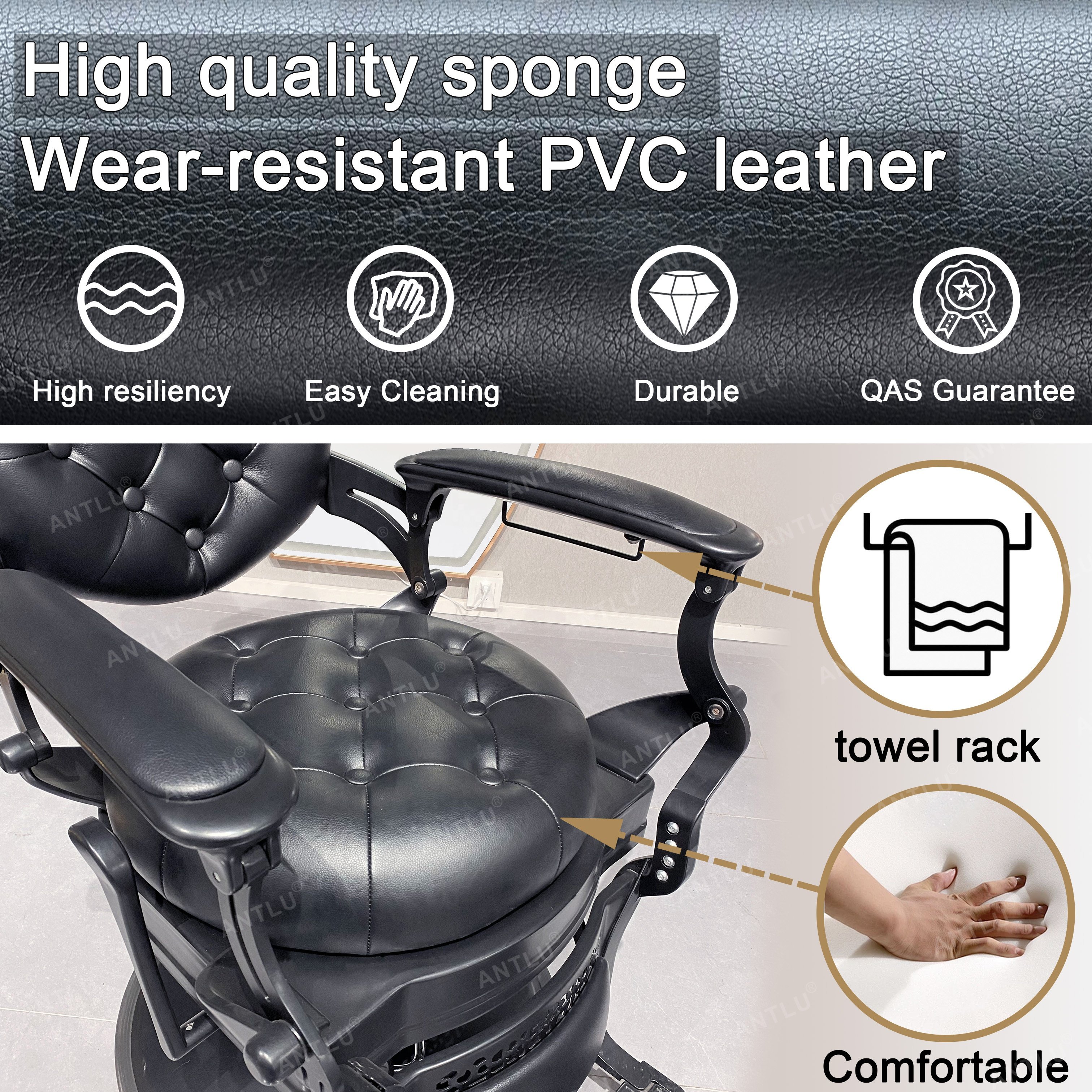 Retro Metal Barber Chairs Salon furniture Reclining Hairdressing heavy duty hydraulic pump beauty Hair vintage man barber chair