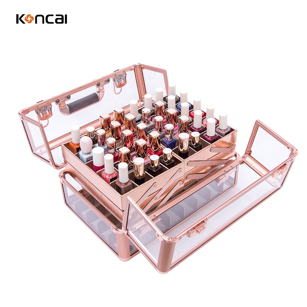 KONCAI Shop Hot Sale Makeup Salon Home Outdoor Nail Polish Table Manicure Cosmetic Trolley Storage Organizer case