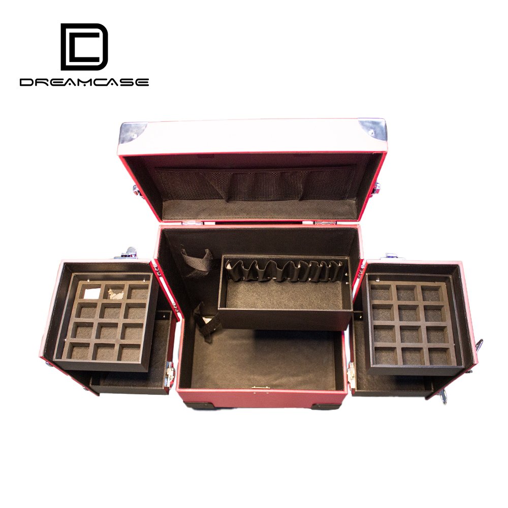 PU leather multi layer nail trolley box nail salon trolley case for nail art design