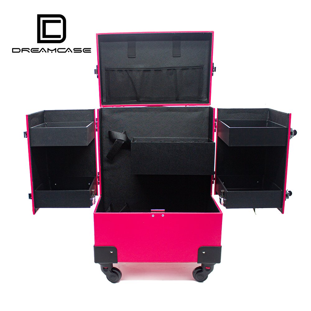 PU leather multi layer nail trolley box nail salon trolley case for nail art design