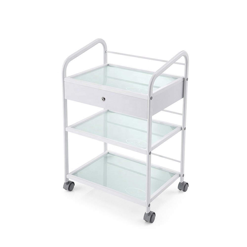 USA medical salon trolley with four wheels and three cabinets can add light