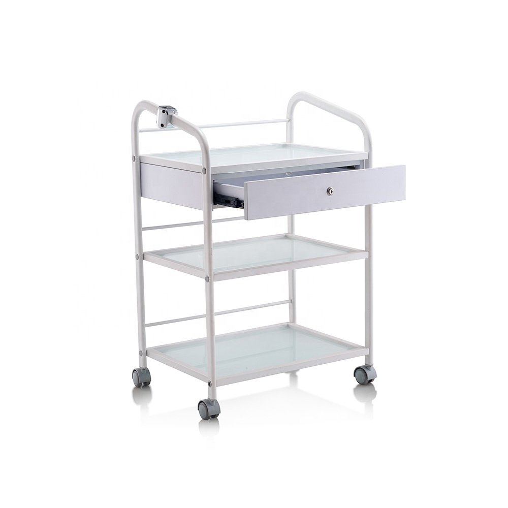 USA medical salon trolley with four wheels and three cabinets can add light