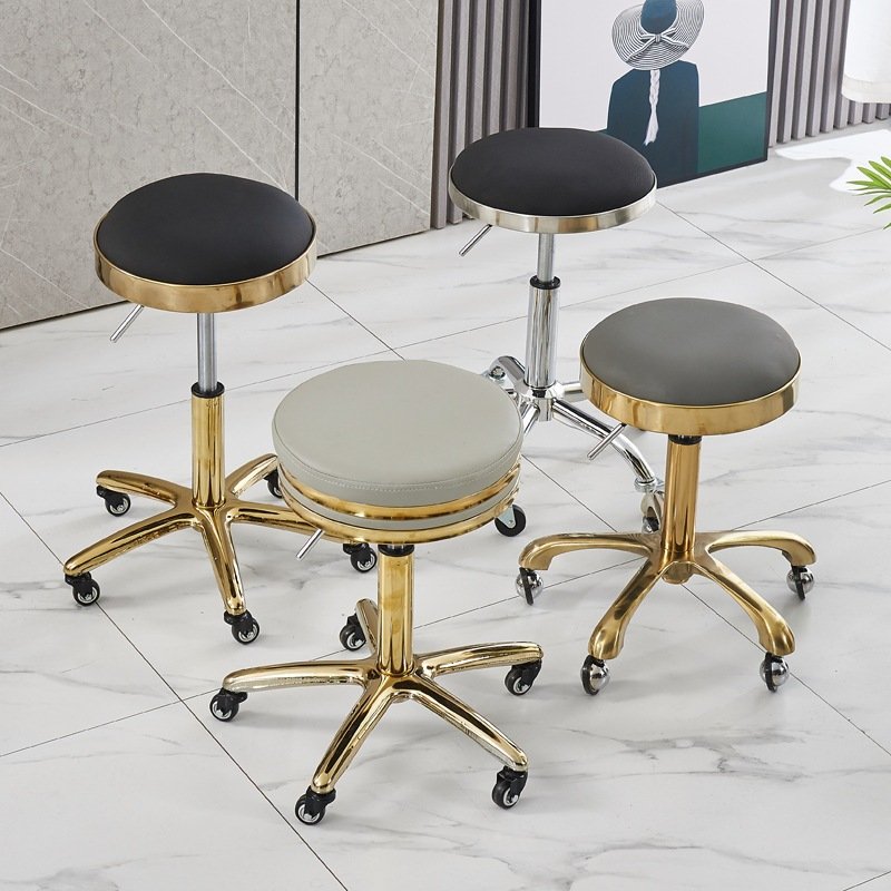 Wholesale shop home dental stool lift swivel metal stool hairdressing chair salon beauty barber stool with wheels