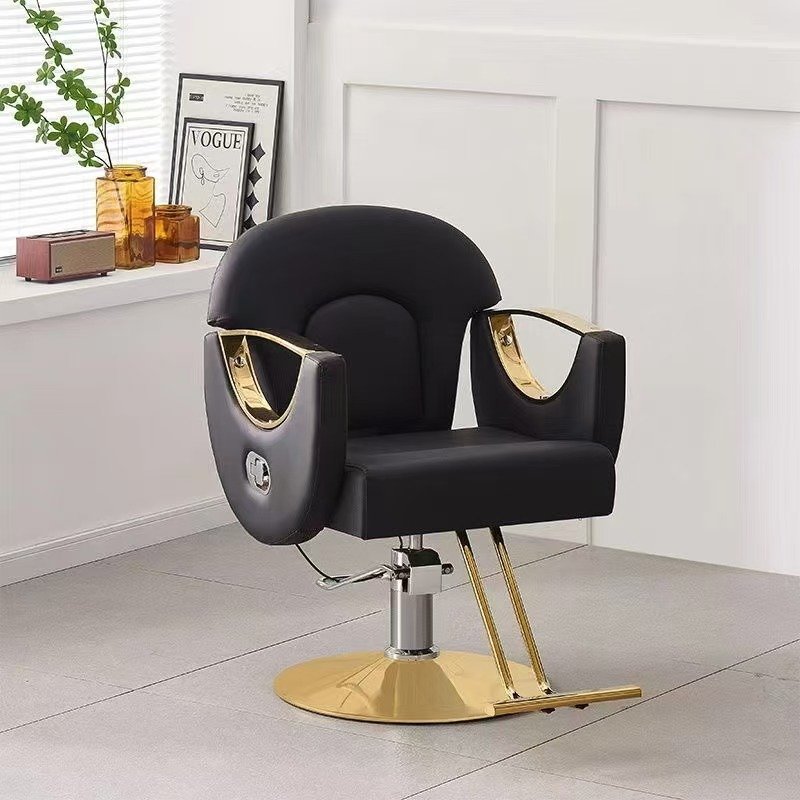 Professional Vintage Barber Chair Adjustable Salon Furniture High Pump Golden Barber Chair for Hair Cutting