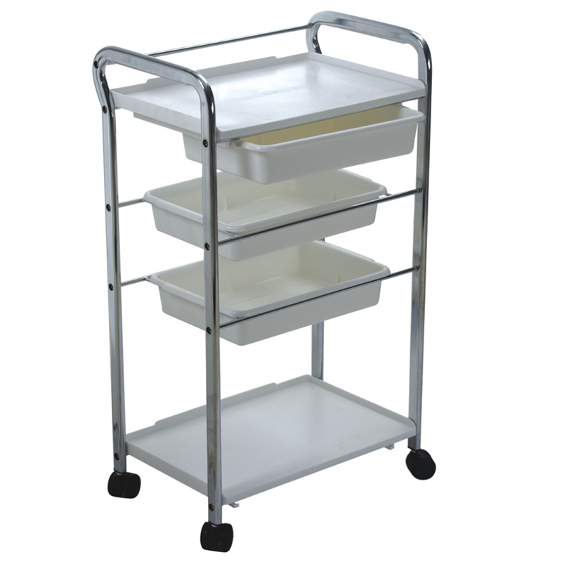 Minimalism Trolley Cart for Hair Salon with 3 Removeable Plastic Storage Boxes SPA Salon Furniture Nail Manicure Handcart